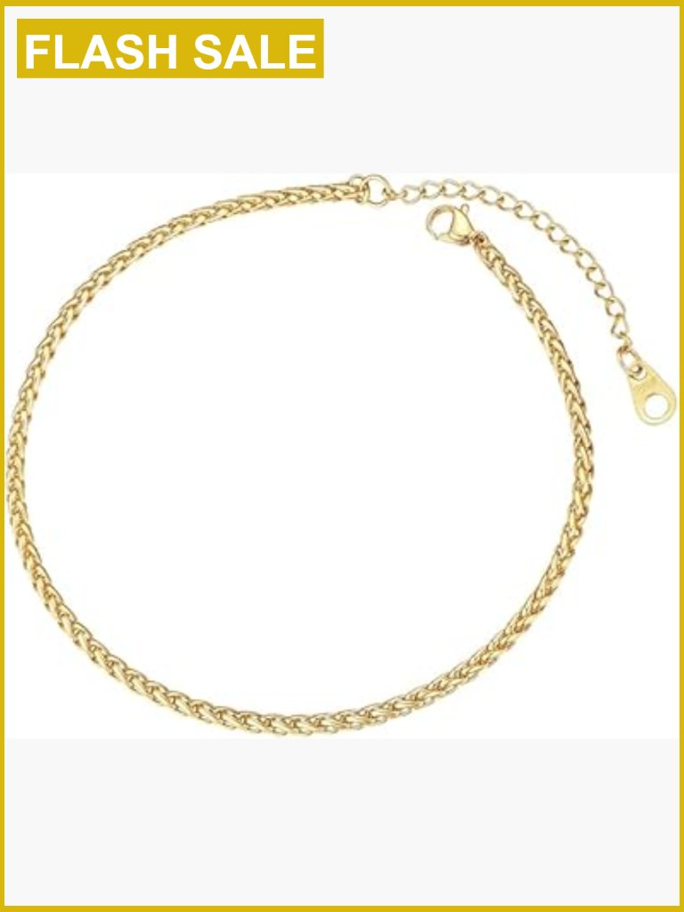 14k Gold Plated Anklets For Women Waterproof Adjustable Chain Ankle Bracelet